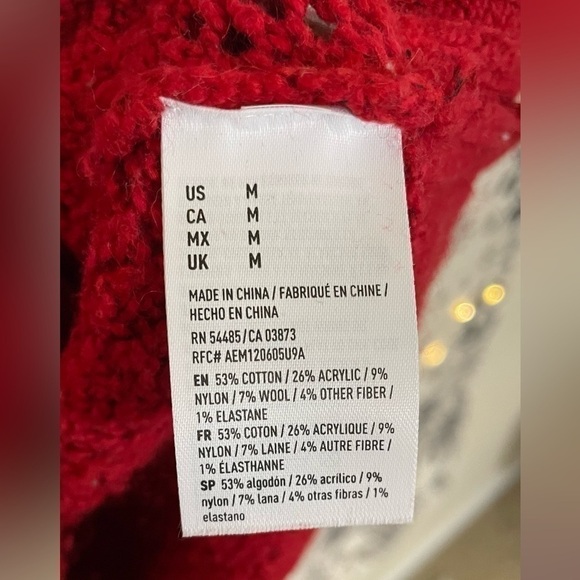 American Eagle crimson red chunky knit warm cozy winter fall holiday sweater - Picture 8 of 10